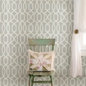 Wallpops Grand trellis Grey Peel stick wallpaper L5500mm W520mm