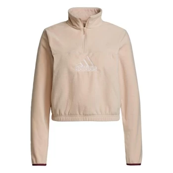 adidas Brand Love Polar Fleece Embroidered Logo Half-Zip - Halo Blush / White / Victory C