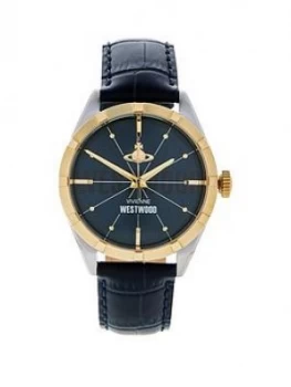 Vivienne Westwood Mens Conduit Leather Croc Strap Watch - Navy, Men