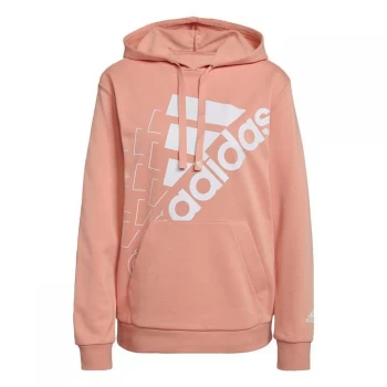 adidas Brand Love Slanted Logo Relaxed Hoodie Womens - Ambient Blush / White