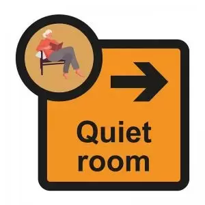 Assisted Living Sign Quiet Room arrow right - SA FMX 305 x 310mm