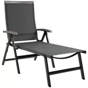 Outsunny Outdoor Folding Sun Lounger W/ Adjustable Backrest And Aluminium Grey