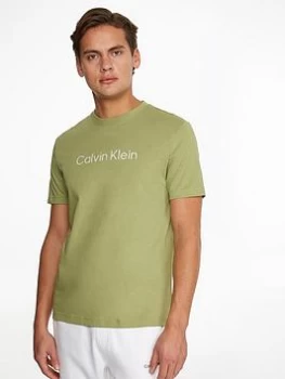 Calvin Klein Raised Striped Logo T-Shirt - Sage, Sage, Size S, Men