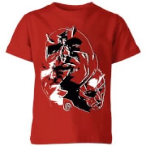 Marvel Knights Daredevil Layered Faces Kids T-Shirt - Red - 11-12 Years