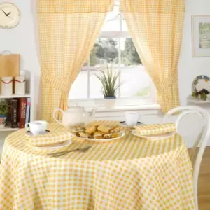 Molly Gingham Check Kitchen Pencil Pleat Curtains, Lemon, 46 x 42" - Emma Barclay