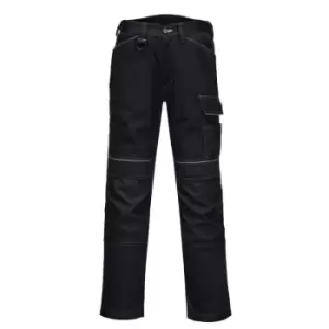 Portwest Mens PW3 Stretch Lightweight Cargo Trousers (48R) (Black)