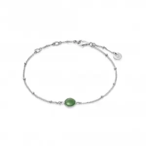 Green Aventurine Healing Stone Bobble Silver Bracelet HBR1001_SLV