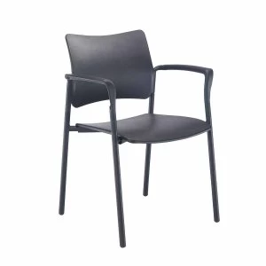 TC Office Florence Plastic Arm Chair with Black Frame, Black