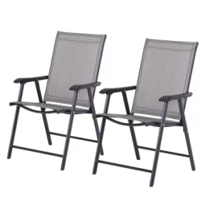 Outsunny Steel Frame Set of 2 Foldable Outdoor Garden Chairs Grey