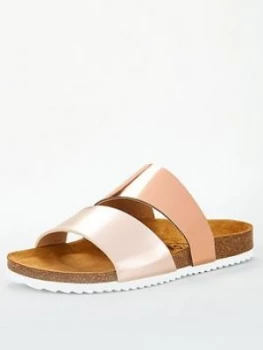 Office Straight Flat Sandal - Rose Gold