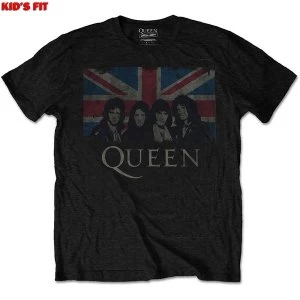 Queen - Vintage Union Jack Kids 5 - 6 Years T-Shirt - Black