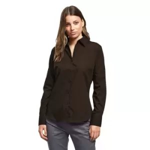 Premier Womens/Ladies Poplin Long Sleeve Blouse / Plain Work Shirt (20) (Khaki)