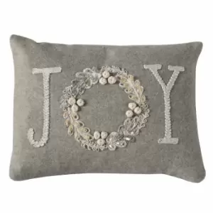 Crossland Grove Joy Wreath Embroidered Cushion Natural 300x400mm