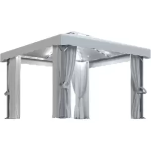 Vidaxl - Gazebo with Curtain&LED String Lights 3x3 m Cream White Cream