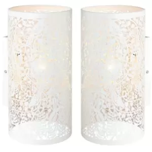 2 PACK Dimming LED Wall Light Pretty Ivory Birds Steel Shade Modern Lamp Fitting