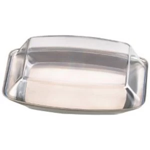 Zodiac Stainless Steel Butter Dish with Plastic Clear Lid