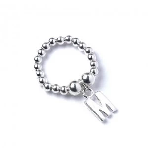 Initial M Charm with Sterling Silver Ball Bead Ring