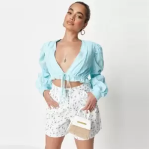 Missguided Petite Broderie Top - Blue