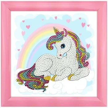 Crystal Art Frameables Kit with Picture Frame Unicorn Rainbow 16cm x 16cm