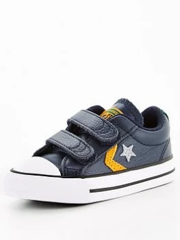 Converse Star Player Ox 2v Leather Infant Trainer - Grey/Yellow, Grey/Yellow, Size 9