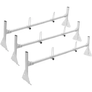 VEVOR Van Roof Ladder Rack, 3 Bar Alloy Steel Ladder Racks with Ladder Stoppers, 340 kg Capacity, Adjustable Roof Racks for Full Size Vans with Rain