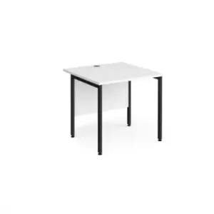 Office Desk 800mm Rectangular Desk With H-Frame Leg White Tops With Black Frames 800mm Depth Maestro 25