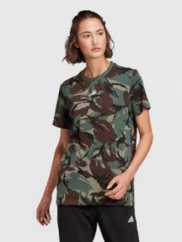 adidas Essentials Camo T-Shirt - Khaki, Size L, Women