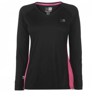 Karrimor Long Sleeve Running T Shirt Ladies - Black/Pink