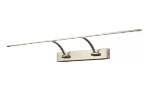 Large 2 Arm Wall Lamp, Picture Light, 1 x 16W LED, 3000K, 1200lm, Satin Nickel