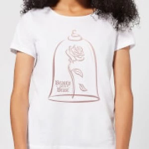 Disney Beauty And The Beast Rose Gold Womens T-Shirt - White