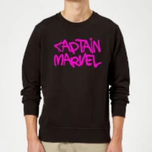 Captain Marvel Spray Text Sweatshirt - Black