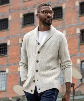 Button Down Shawl Collar Cardigan