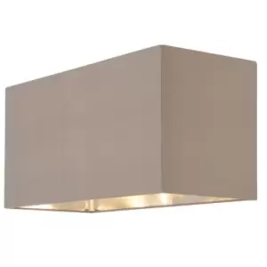 LARGE Straight Sided Rectangular Box Lamp Shade Grey Silk & Nickel Light Cover