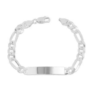 JG Signature Silver Heavyweight ID Bar Figaro Chain Bracelet