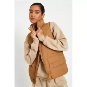 I Saw It First Camel Padded Gilet - Brown