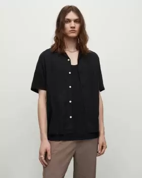 AllSaints Canal Linen Blend Ramskull Relaxed Shirt