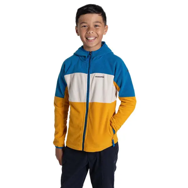 Craghoppers Boys Bindloe Full Zip Hooded Fleece Jacket 11-12 years - Chest 29.5-31' (75-79cm) Howl Black/Yellow CKA263B-H00-11