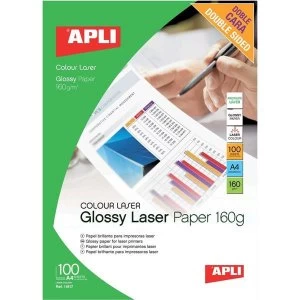 Apli Laser Paper Glossy Double-sided 160gsm A4 (100 Sheets)