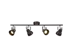 Adjustable Bar Spotlight, 4 x GU10 (Max 10W LED), Oiled Bronze, Polished Chrome