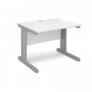 Vivo Straight Desk 1000mm x 800mm - Silver Frame White Top