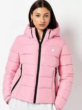 Superdry Hooded Sports Padded Jacket - Pink, Size 10, Women