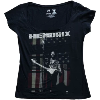 Jimi Hendrix - Peace Flag Womens X-Large T-Shirt - Black