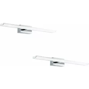 Loops - 2 pack Wall Light IP44 Bathroom Chrome Shade White Plastic LED 15.6W Included