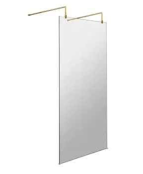 Hudson Reed 900mm Wetroom Screen With Arms And Feet - Brushed Brass