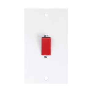 KnightsBridge 45A White 2G Double Pole 230V Electric Cooker Wall Plate Switch