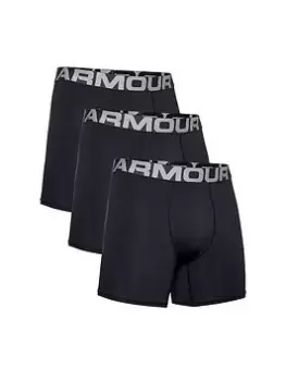 Under Armour Plus Size Charged Cotton 6" 3 Pack Boxers - Black, Size 4XL, Men