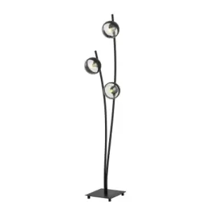 Hunter Black Globe Multi Arm Floor Lamp with Clear,Black Glass Shades, 3x E14