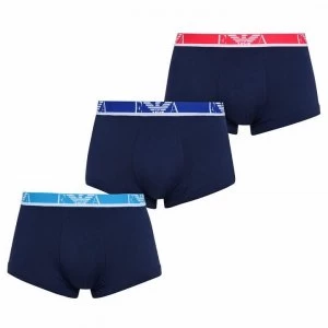 Emporio Armani 3 Pack Monogram Trunks Blue Size L Men