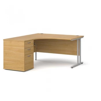 Maestro 25 left hand ergonomic desk 1400mm with silver cantilever