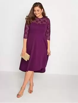 Yours High Low Lace Sweetheart Dress, Purple, Size 22, Women